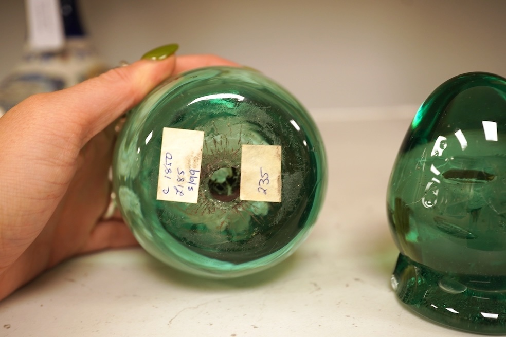 Three Victorian glass dumps, tallest 9cm